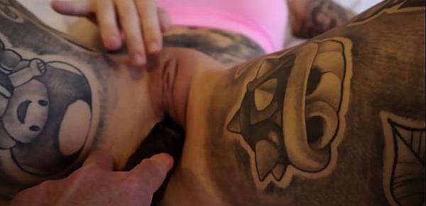 BIG TIT Big Thick ASS Tattooed House Cleaning Milf Gets Fucked With Black Dildo and Then Fucked By Husbands Friends Dick Until She Cums - Melody Radford
